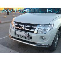 Pajero 4 Защита переднего бампера труба двойная 76/42 мм нержавейка
