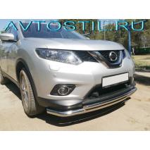 X-Trail Защита переднего бампера двойная 60/42 мм радиусная нержавейка