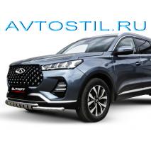 Tiggo 7 Pro Max Защита передняя нижняя труба двойная 60/42 мм с перемычками нержавейка