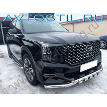 GS8 2 Защита переднего бампера труба двойная с перемычками 60/42 мм нержавейка