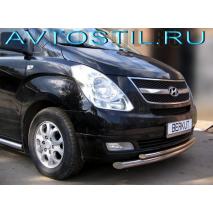 Grand Starex H1 2015 Защита переднего бампера труба двойная 60/42 мм нержавейка