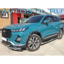 Tiggo 7 Pro Max Подножки труба 76 мм с простопью нержавейка
