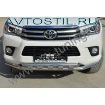 Hilux Передняя защита бампера труба двойная с перемычками 76/60 мм нержавейка