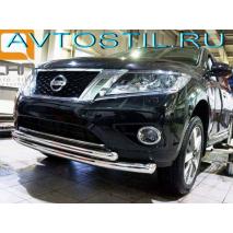 Pathfinder Защита переднего бампера труба двойная 76/60 мм нержавейка