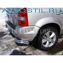 Tucson Защита заднего бампера уголки двойные 57/42 мм нержавейка