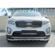 Sorento Защита переднего бампера 60/42 мм с перемычками нержавейка