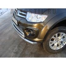Pajero Sport Передняя защита труба двойная 76/75х42 мм нержавейка