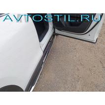 CX-5 Пороги овальные гнутые с накладкой 75х42 мм нержавейка