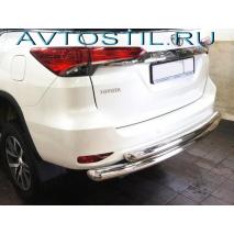 Fortuner 2017 Защита заднего бампера труба двойная 76/42 мм нержавейка