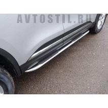 Koleos Пороги овальные гнутые с накладкой 75х42 мм нержавейка