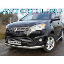 Actyon 2014 Защита передняя нижняя труба овальная 75х42 мм нержавейка