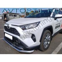 RAV4 Защита переднего бампера с двумя подгибами 60 мм нержавейка
