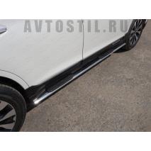SUBARU OUTBACK 2015 Пороги овальные с накладкой 75х42 мм нержавейка