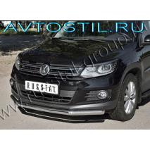 Tiguan 2012 Передняя защита труба двойная 60/42 мм нержавейка