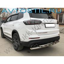Tiggo 8 Pro Max Защита заднего бампера труба двойная с перемычками 60/42 мм нержавейка