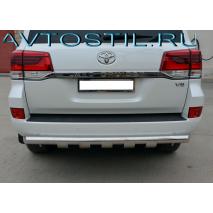 Land Cruiser 200 Защита заднего бампера 76 мм с накладками нержавейка