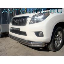Prado 150 Передняя защита 60/60/42 мм труба тройная нержавейка