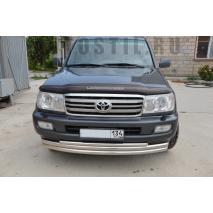 Land Cruiser 100 Защита переднего бампера тройная 60/60/42 мм нержавейка