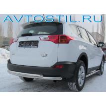 RAV4 Защита заднего бампера труба двойная 60/42 мм нержавейкаа
