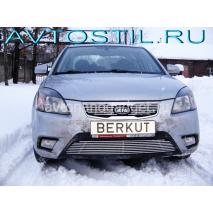 Kia Rio 2009-2010 Накладка на решетку радиатора нержавейка 2 части