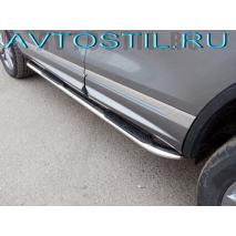 Touareg R-Line Пороги овальные гнутые с накладкой 75х42 мм