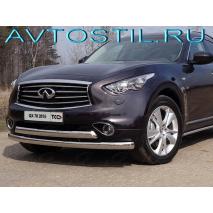QX70 2015 Защита переднего бампера труба двойная овал 75/75 нержавейка