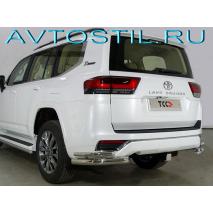Land Cruiser 300 Защита заднего бампера уголки двойные 76/42 мм нержавейка короткие