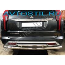 Pajero Sport Защита заднего бампера труба двойная 60/42 мм нержавейка