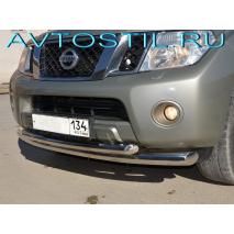 Navara Frontier 2005 Защита переднего бампера труба двойная радиусная 76/60 мм нержавейка