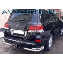 LX 570 Защита заднего бампера углы двойные 76/53 мм нержавейка