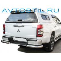 L200 Защита заднего бампера уголки d76 с бампером нержавейка