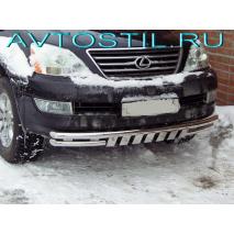 GX 460 Защита переднего бампера d60+d60 двойная с защитой картера