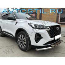 Tiggo 7 Pro Max Защита передняя нижняя труба двойная 60/60 мм нержавейка G