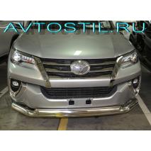 Fortuner 2017 Передняя защита труба двойная 76/60 мм нержавейка