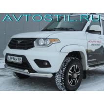 Uaz Patriot Передняя защита труба двойная 76/57 мм нержевейка