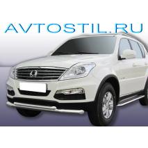Rexton 2012 Защита переднего бампера труба двойная d57+d57 нержавейка