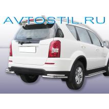 Rexton 2012 Защита заднего бампера углы d57+d57 нержавейка