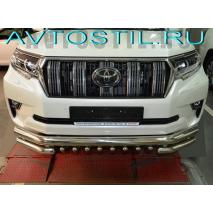 Prado 150 Передняя защита тройная 76/60/42 мм с защитой акула нержавейка