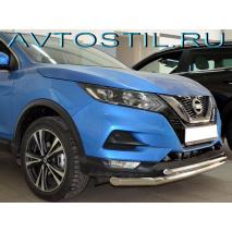 Qashqai Защита переднего бампера труба двойная d60/42 нержавейка