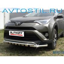 RAV4 Защита переднего бампера труба двойная 60/42 мм нержавейка G
