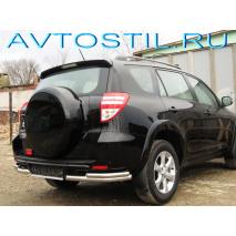 RAV4 Long Защита заднего бампера углы двойные d60+d42 нержавейка