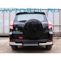 RAV4 Long Защита заднего бампера углы двойные d76+d42 нержавейка