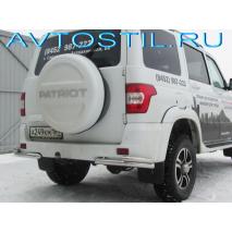 Uaz Patriot Защита заднего бампера уголки d60+d42 двойные нержавейка