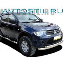 L200 Triton Передняя защита труба двойная 60/42 мм нержавейка