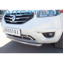 Koleos 2012 Защита переднего бампера 57 мм короткая нержавейка