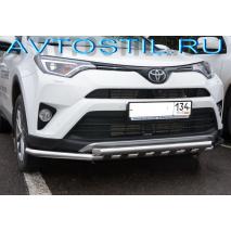 RAV4 Передняя защита труба двойная с пластинами 53/53 мм нержавейка