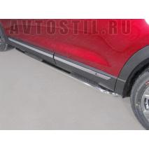 CX-9 Подножки овальные гнутые с накладкой 75х42 мм нержавейка