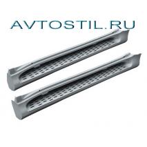 Prado Подножки с алюминиевой накладкой BMW стиль белые крепеж в комплекте