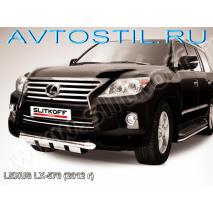 LX 570 Защита переднего бампера с нижней защитой Groender 76 мм нержавейка мини