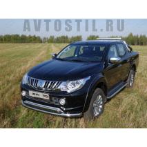 L200 Защита переднего бампера труба двойная 76х75 мм нержавейка